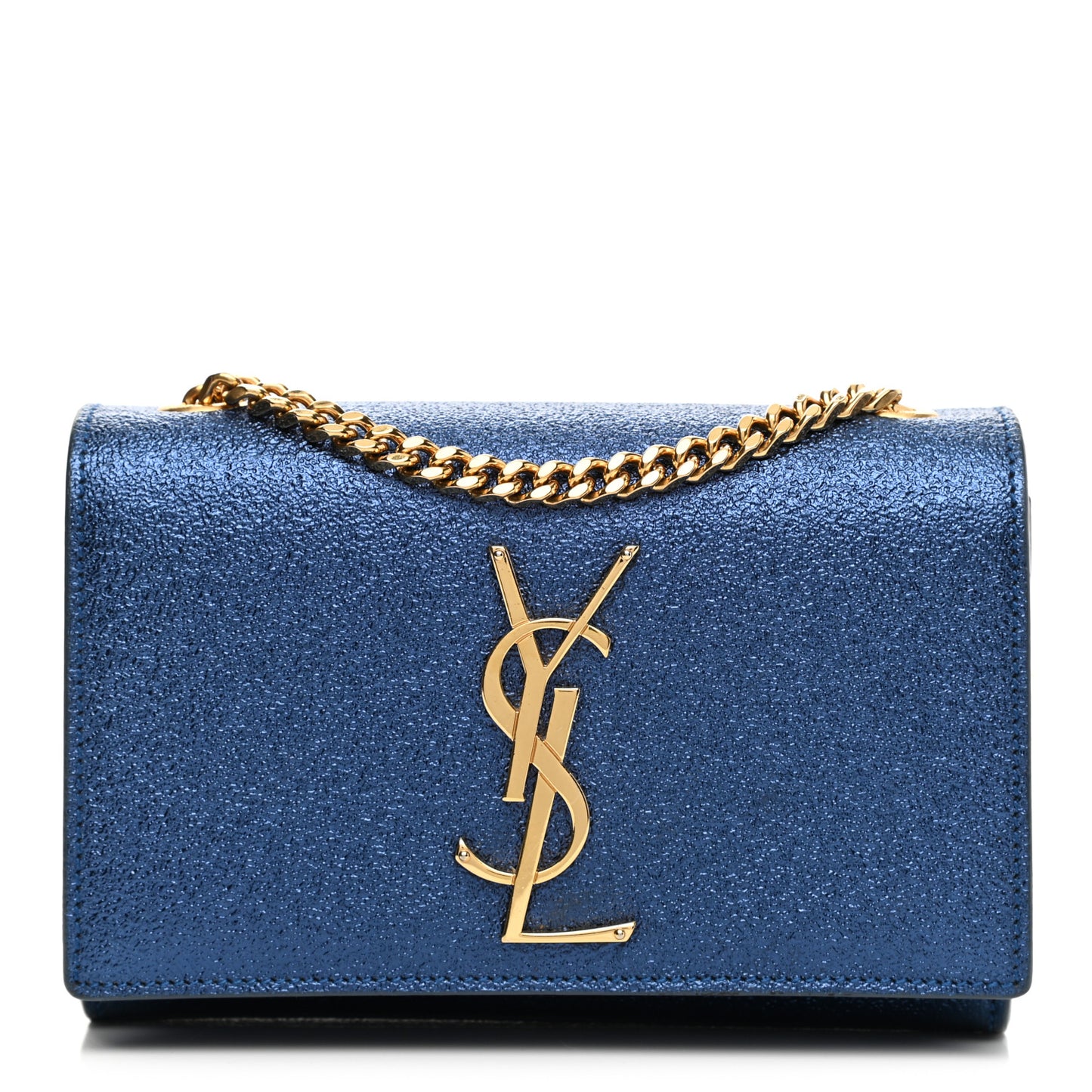 Metallic Calfskin Small Monogram Kate Satchel Navy