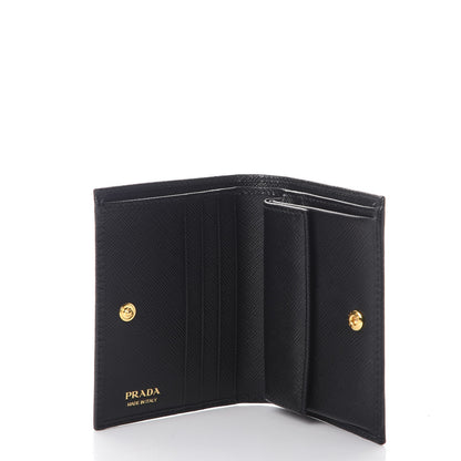 Prada Saffiano Metal Bi-Fold Compact Wallet Black 5 of 8