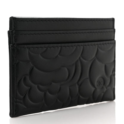 Chanel Lambskin Camellia Embossed Card Holder Black 3 of 10