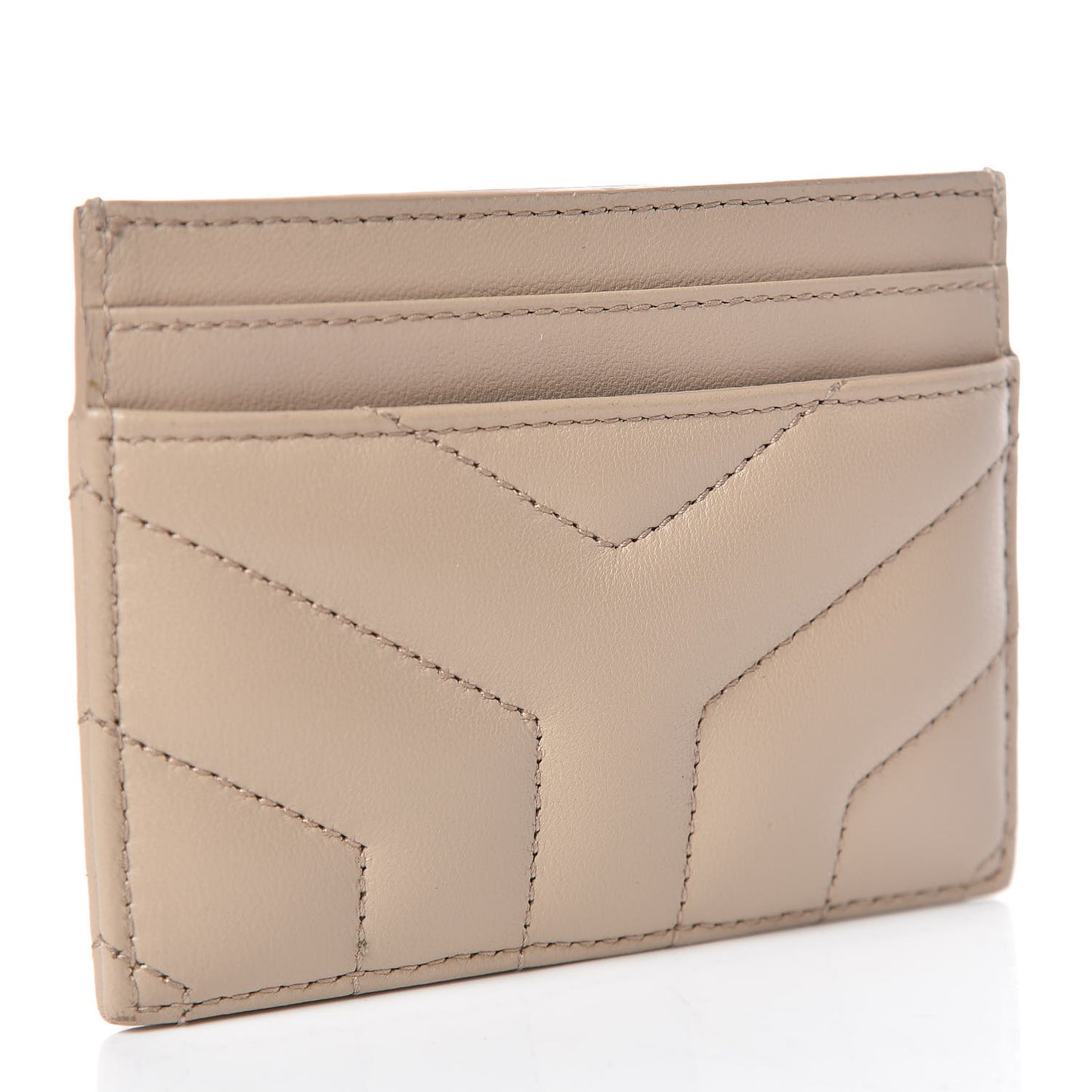 Calfskin Y Quilted Monogram LouLou Credit Card Case Nude Powder
