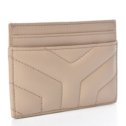 Saint Laurent Calfskin Y Quilted Monogram LouLou Credit Card Case Nude Powder 3 of 13
