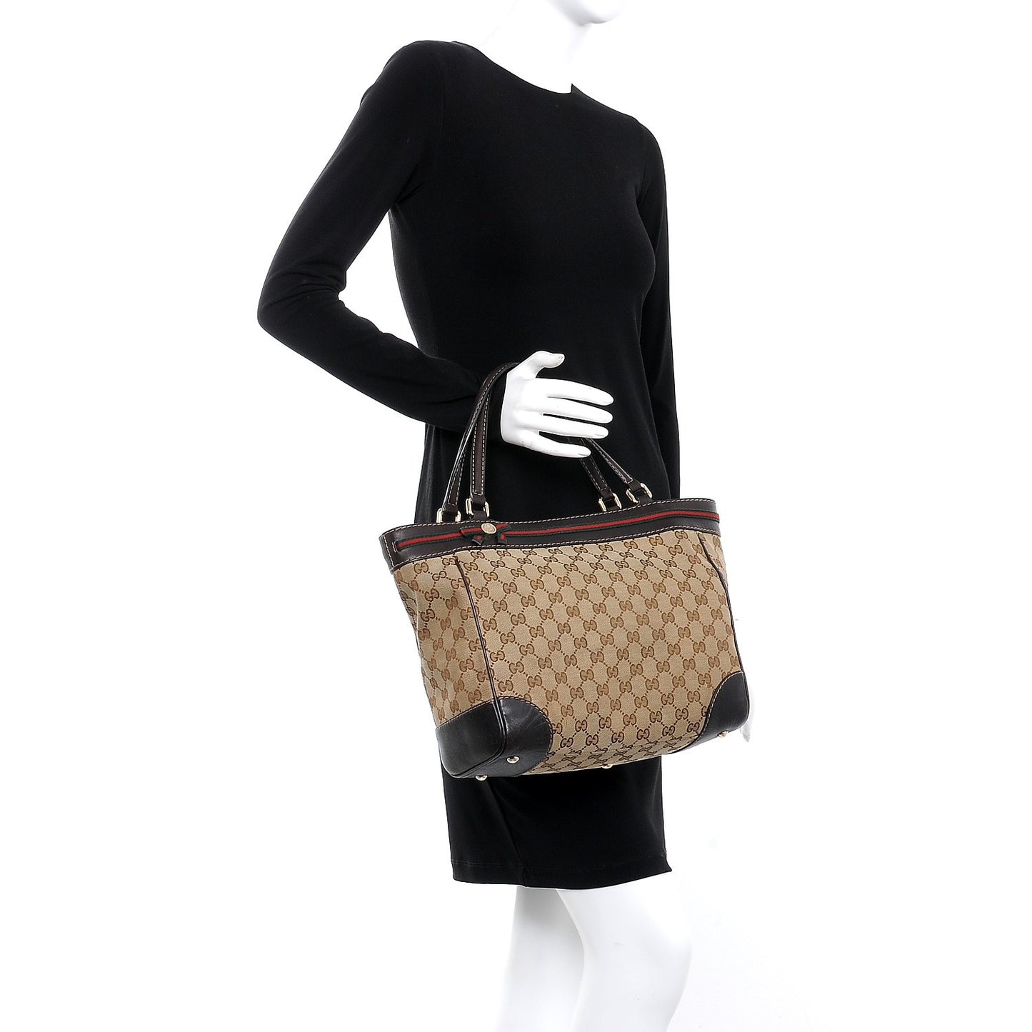 Monogram Web Medium Mayfair Tote Dark Brown