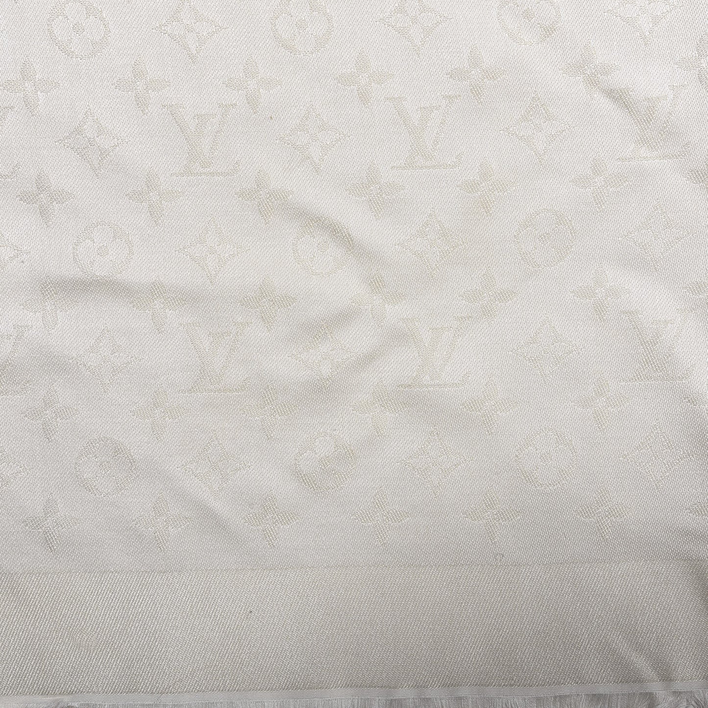 Silk Wool Monogram Shine Shawl Beige