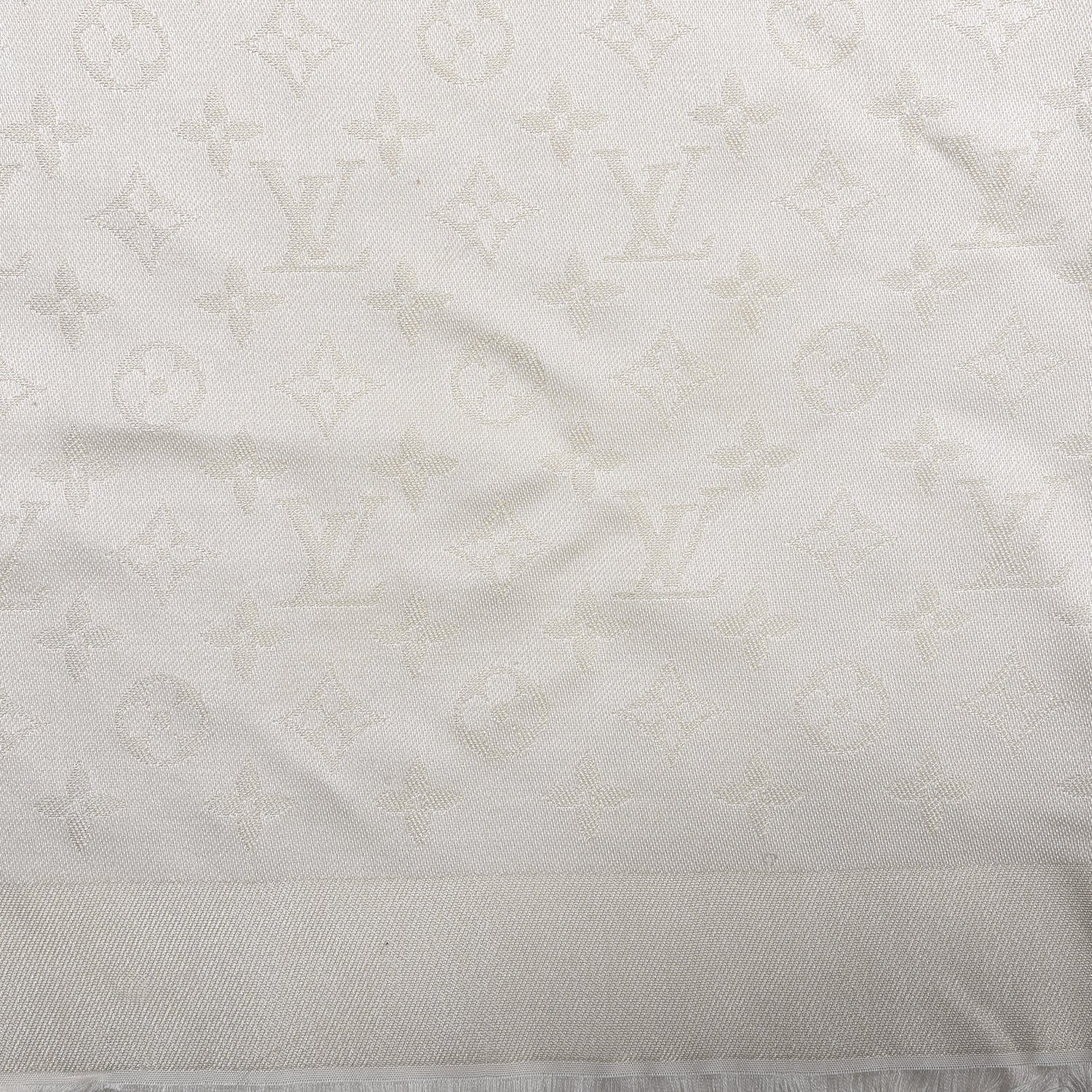 Louis Vuitton Silk Wool Monogram Shine Shawl Beige 3 of 3