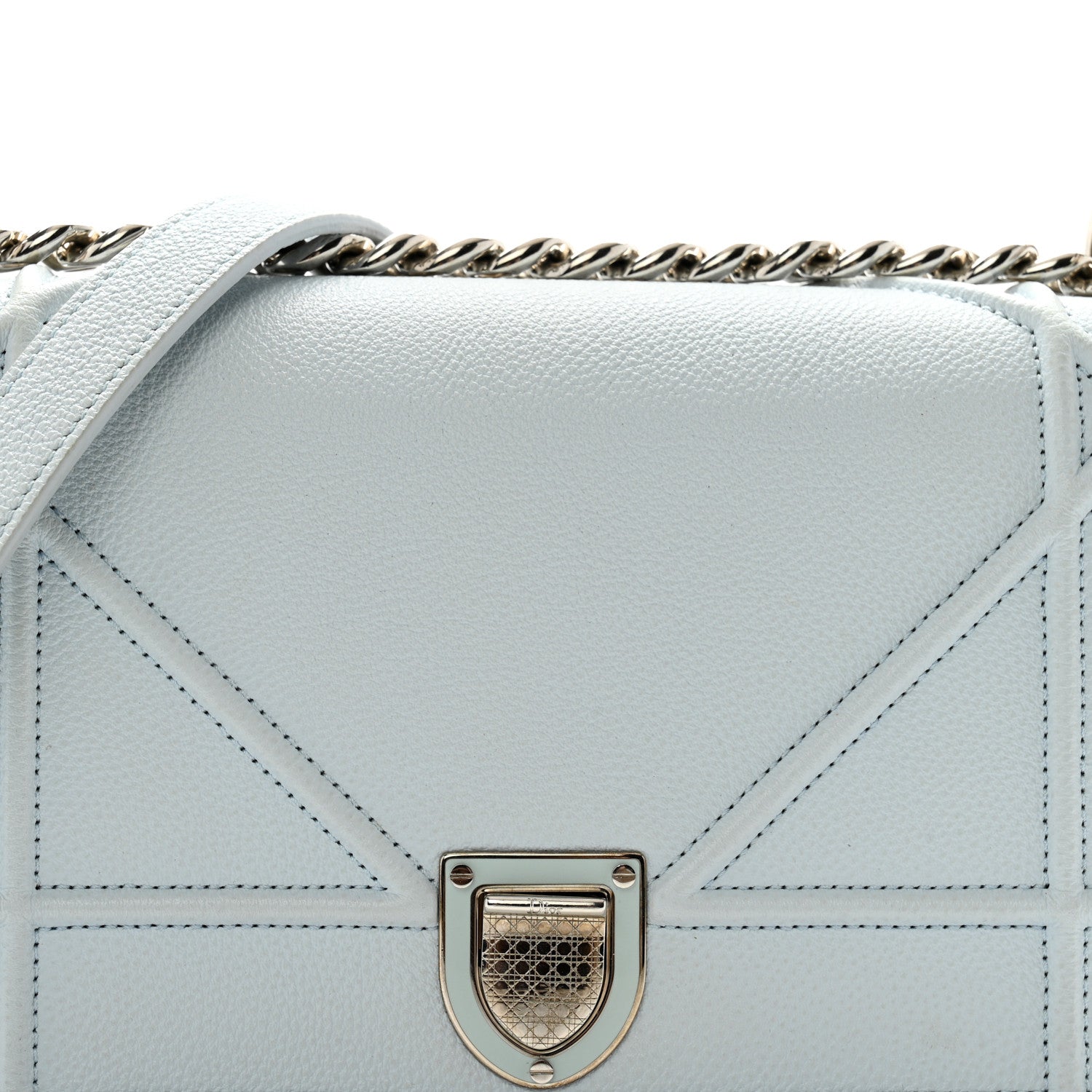 Christian Dior Grained Calfskin Medium Diorama Flap Bag Light blue 7 of 13