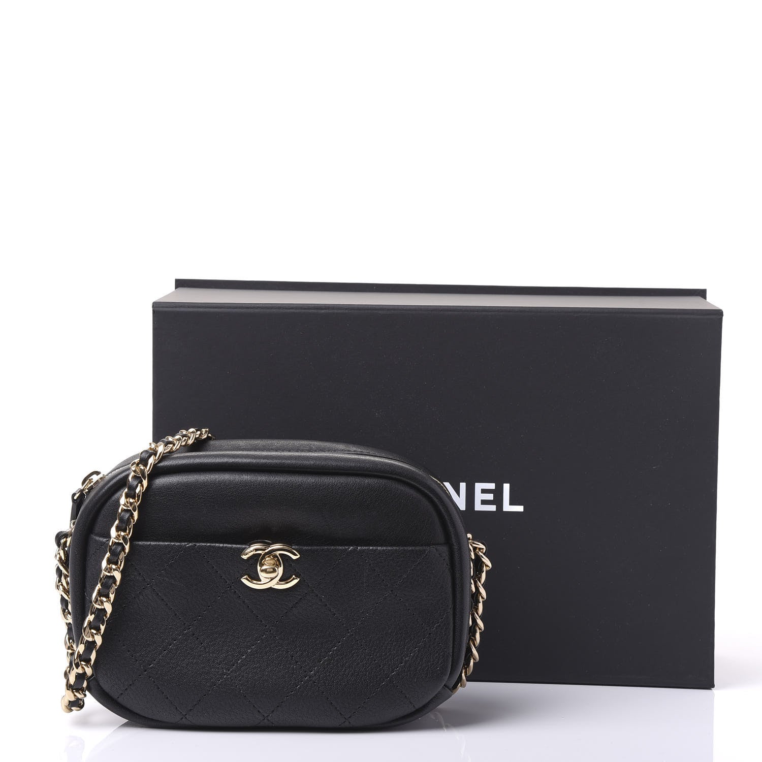 Chanel Goatskin Quilted Small Casual Trip Camera Case Black 10 of 10