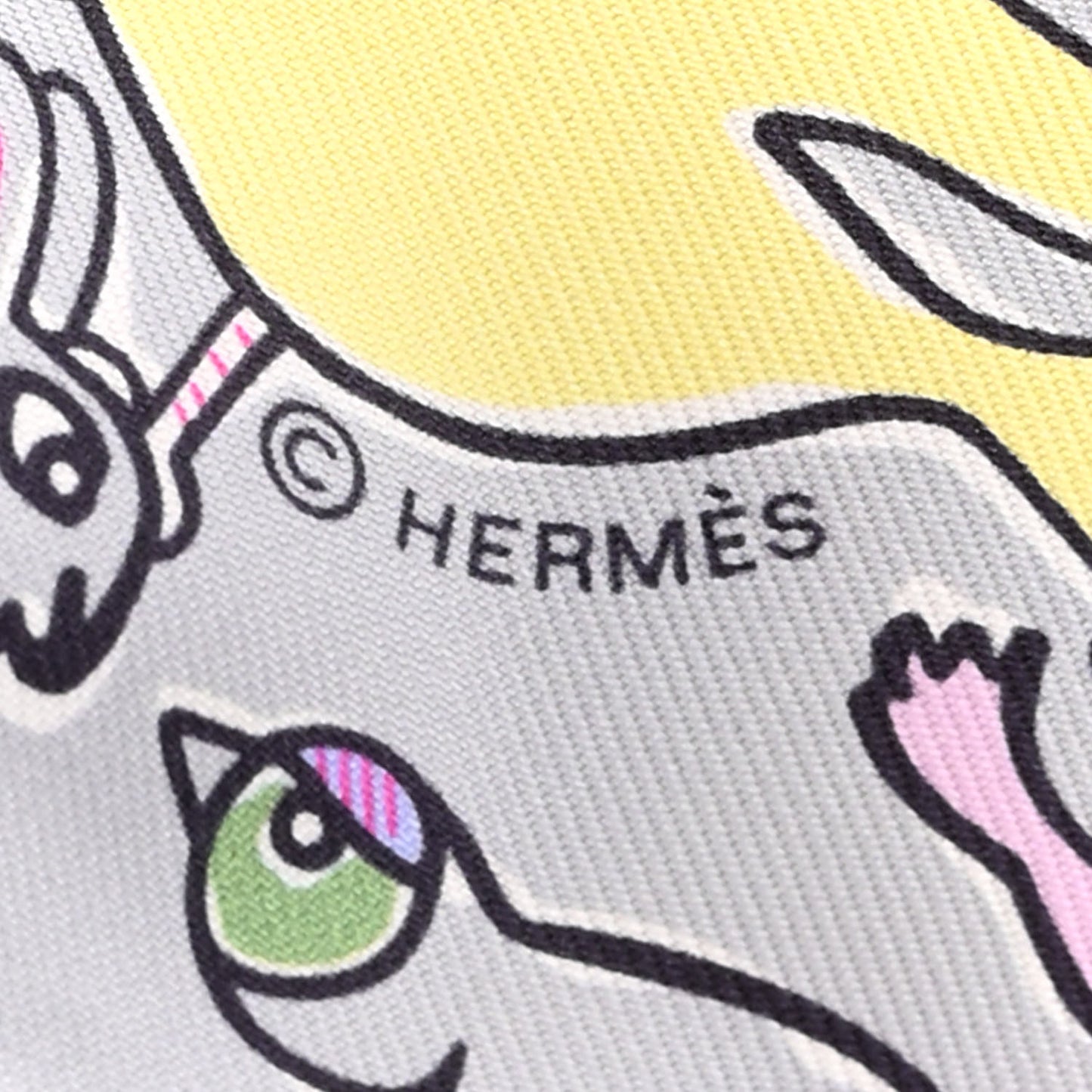 Silk Mille Et Un Lapins Twilly Gris Perle Rose Jaune