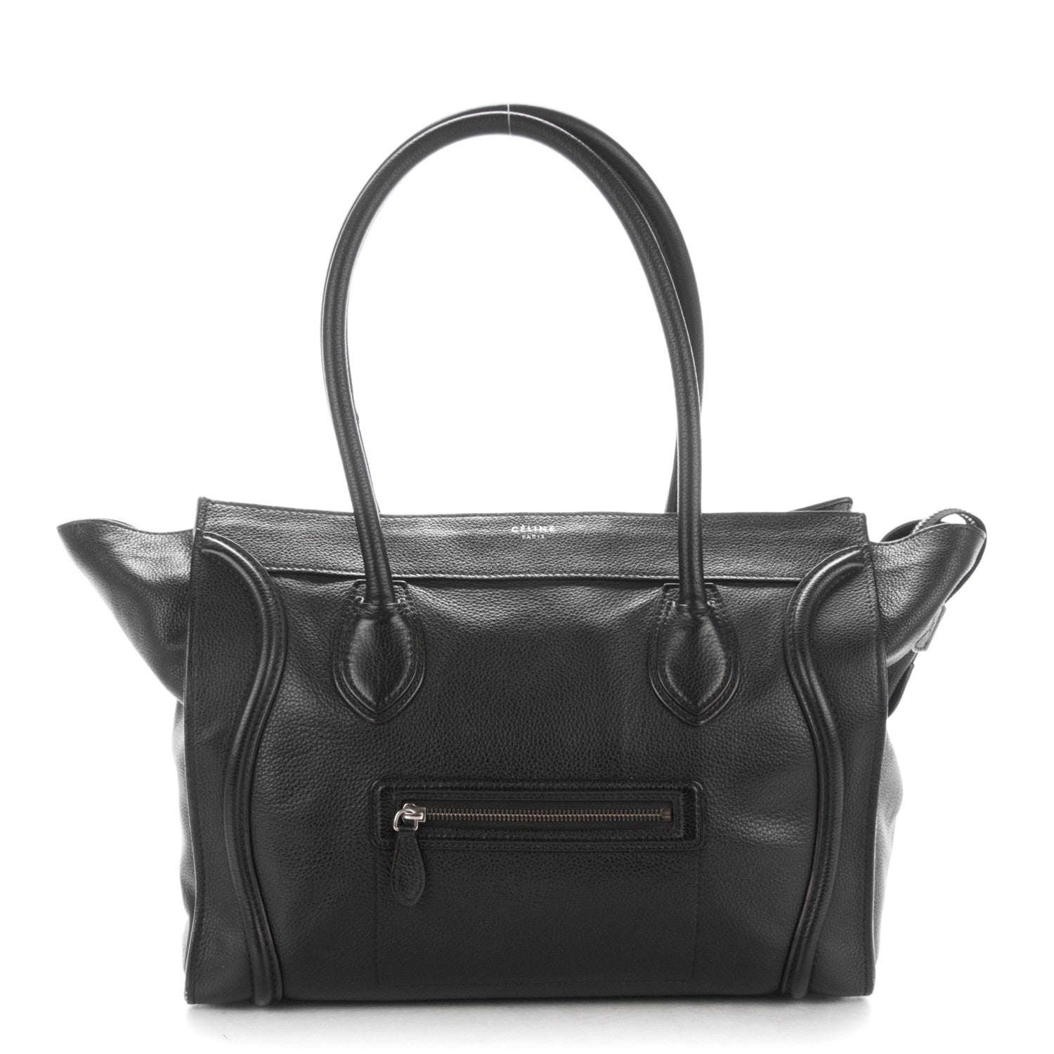Celine Drummed Calfskin Shoulder Luggage Black 1 of 14
