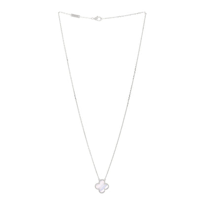 Van Cleef & Arpels 18k White Gold Chalcedony Vintage Alhambra Pendant Necklace 3 of 4