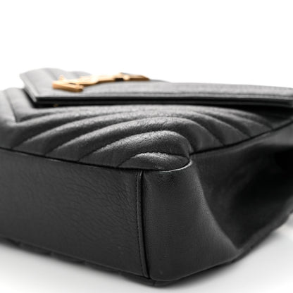 Saint Laurent Sheepskin Matelasse Chevron Monogram Medium College Bag Black 9 of 9