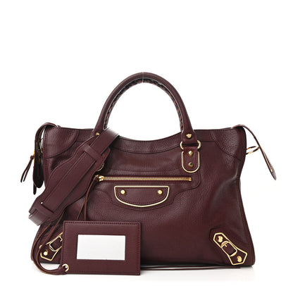 Balenciaga Chevre Gold Metallic Edge Hardware City Rouge Pourpre 3 of 11