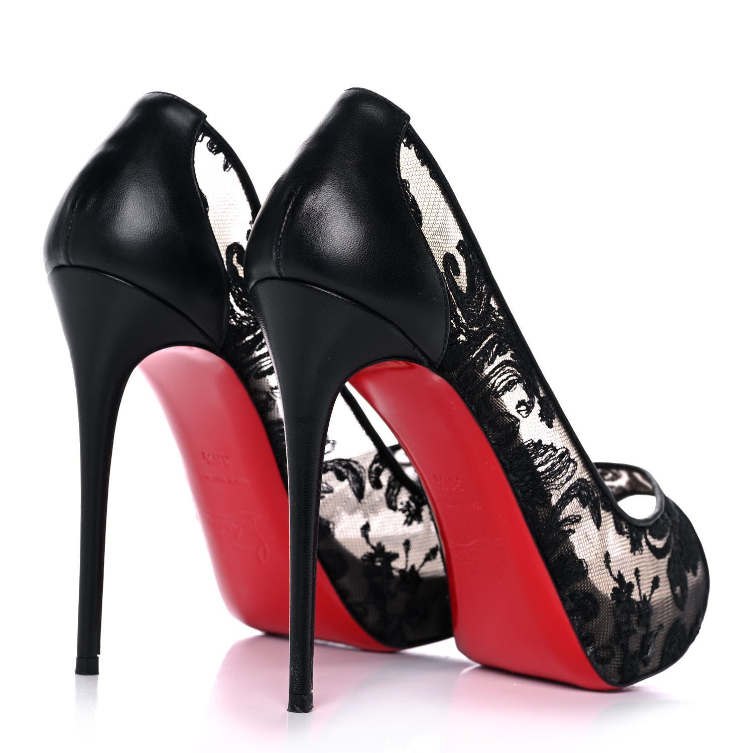Christian Louboutin Dentelle Chantilly Follies Lace 100 Peep Toe Pumps 36.5 Black 4 of 9