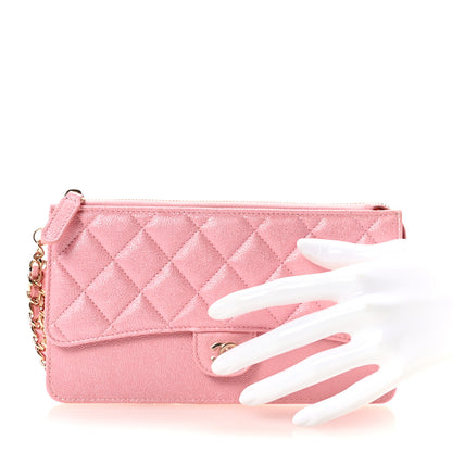 Chanel Iridescent Caviar Quilted Classic Pouch With Handle Rose Pink 2 of 8