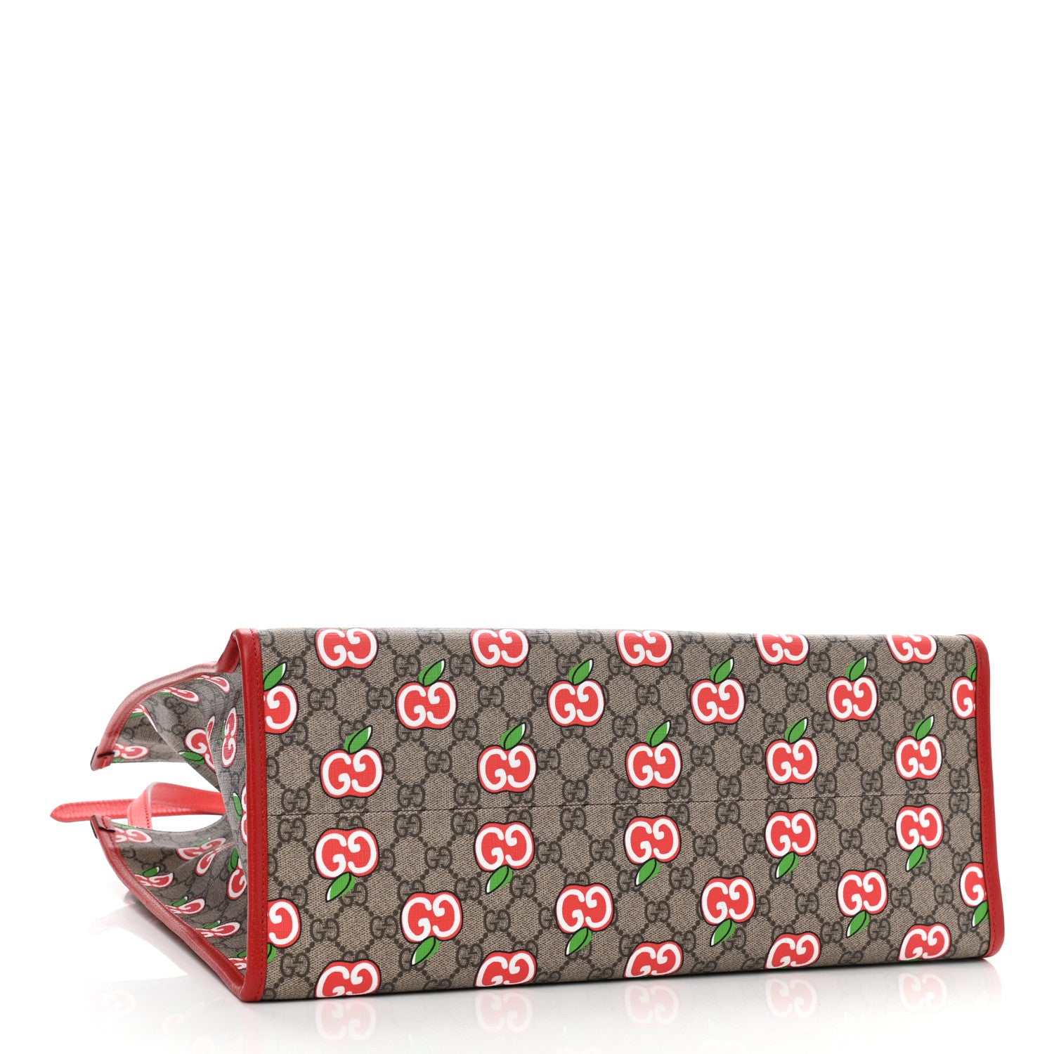 Gucci GG Supreme Monogram Apple Dollar Calfskin Large Retro Interlocking G Tote Bag Beige Ebony Multicolor Lobster Red 4 of 10