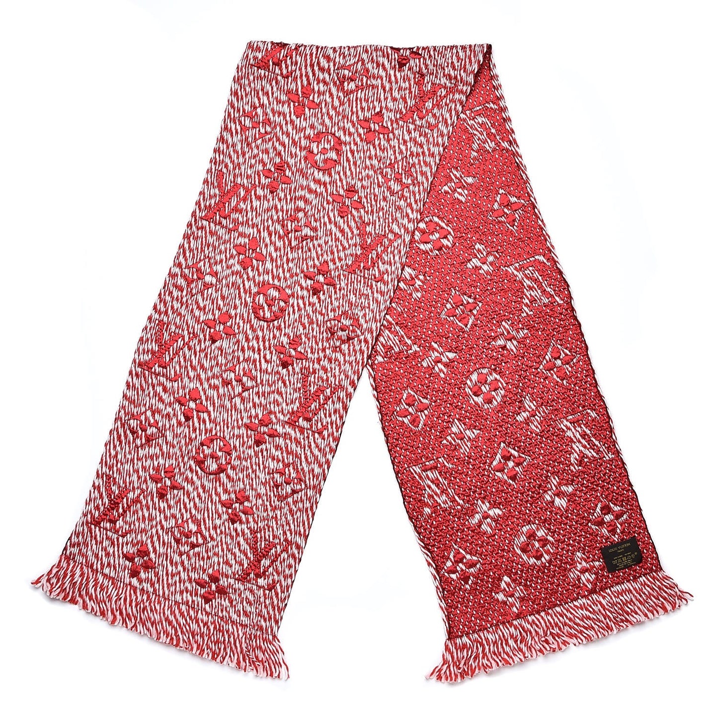 Wool Silk Logomania Mix Scarf Coquelicot