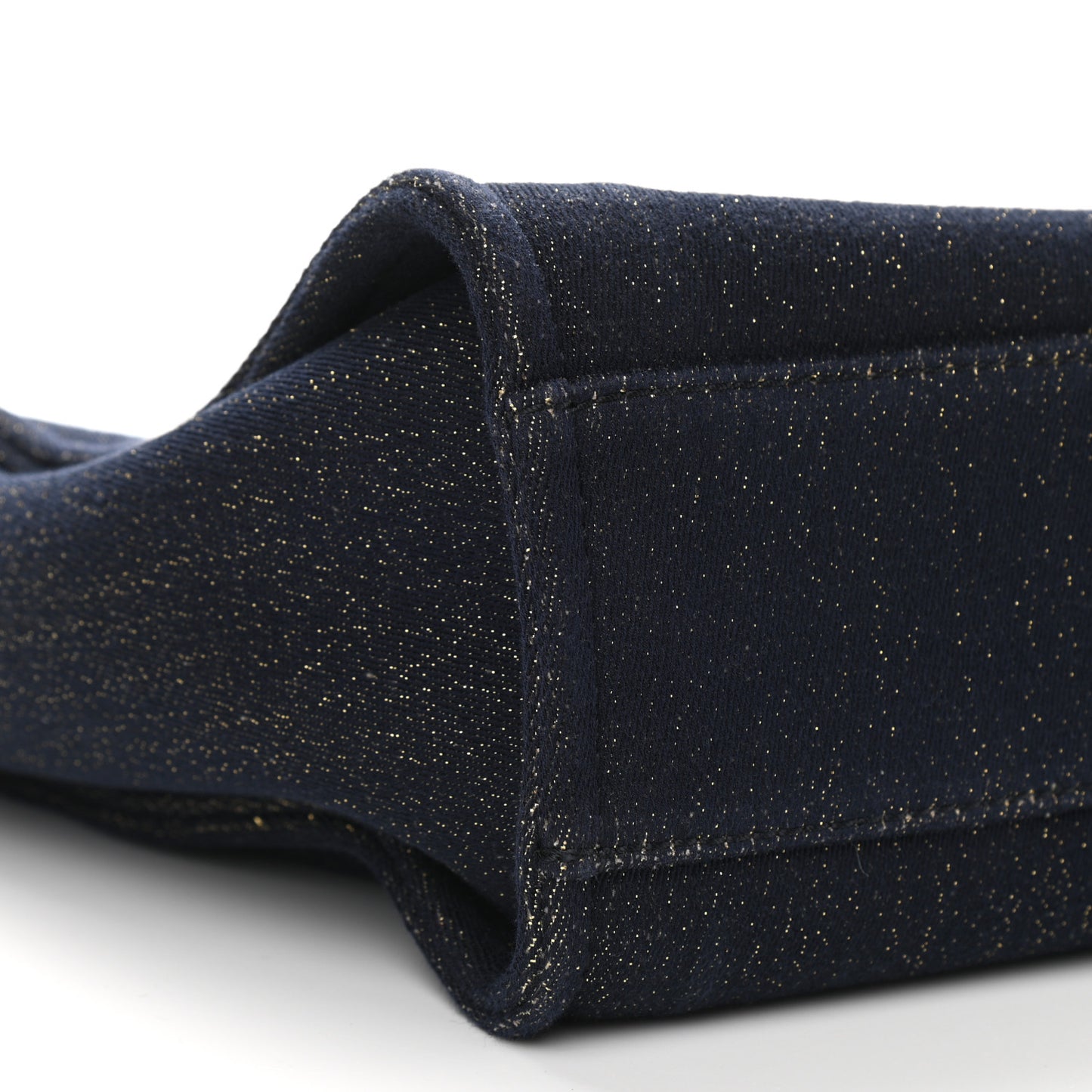 Lurex Canvas Small Deauville Tote Navy Blue Gold