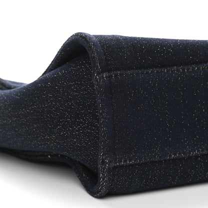 Chanel Lurex Canvas Small Deauville Tote Navy Blue Gold 9 of 10