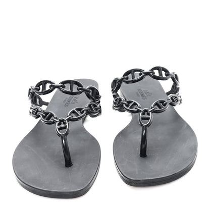 Hermes Rubber Chaine d'Ancre Island Sandals 38 Black 3 of 10