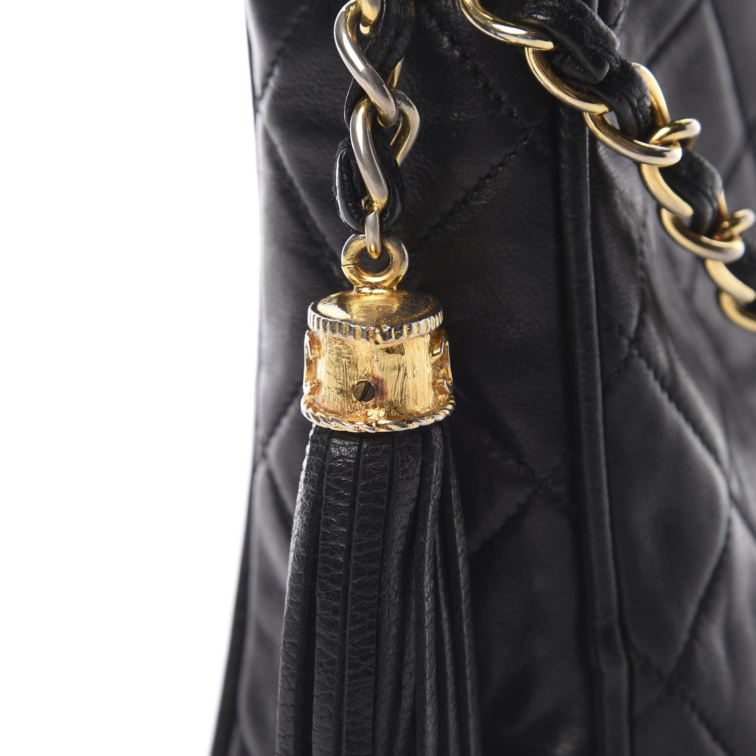 Chanel Lambskin Quilted CC Tassel Camera Case Black 12 of 12