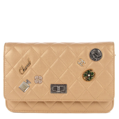 Chanel Aged Calfskin Lucky Charms Casino 2.55 Reissue Wallet on Chain WOC Gold 1 of 9