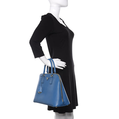 Prada Saffiano Lux Large Promenade Tote Bluette 2 of 9