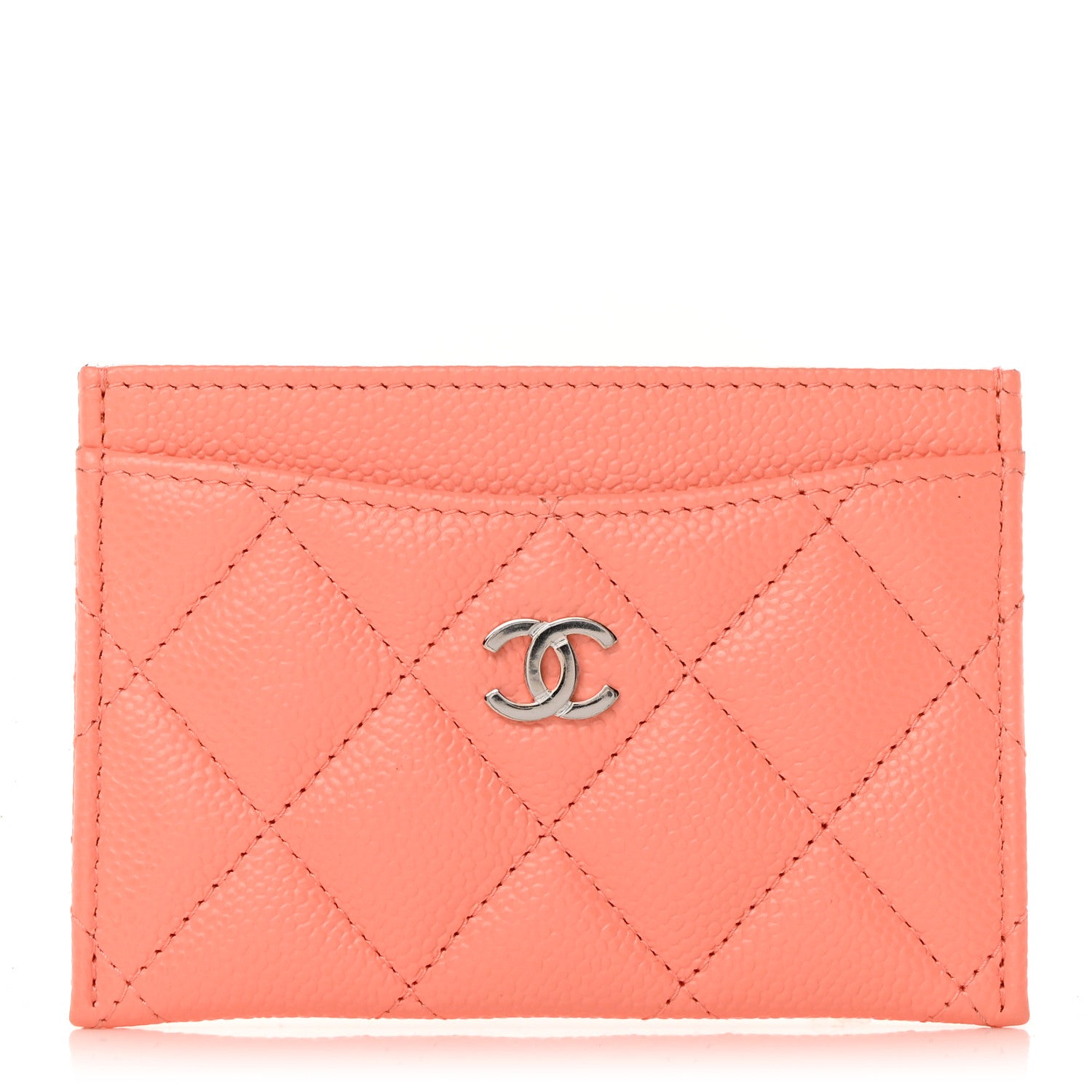 Chanel Caviar Quilted Card Holder Coral 1 of 9