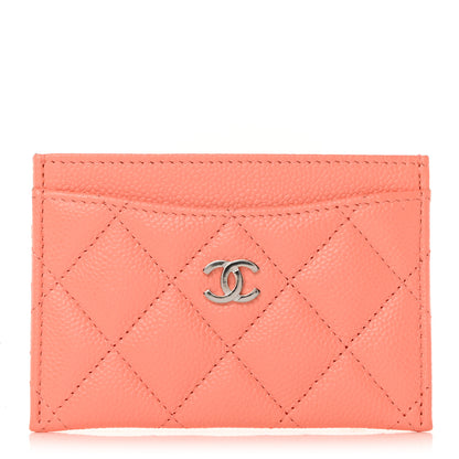 Chanel Caviar Quilted Card Holder Coral 1 of 9