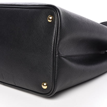 Prada Saffiano Cuir Large Double Bag Black Fuoco 16 of 19