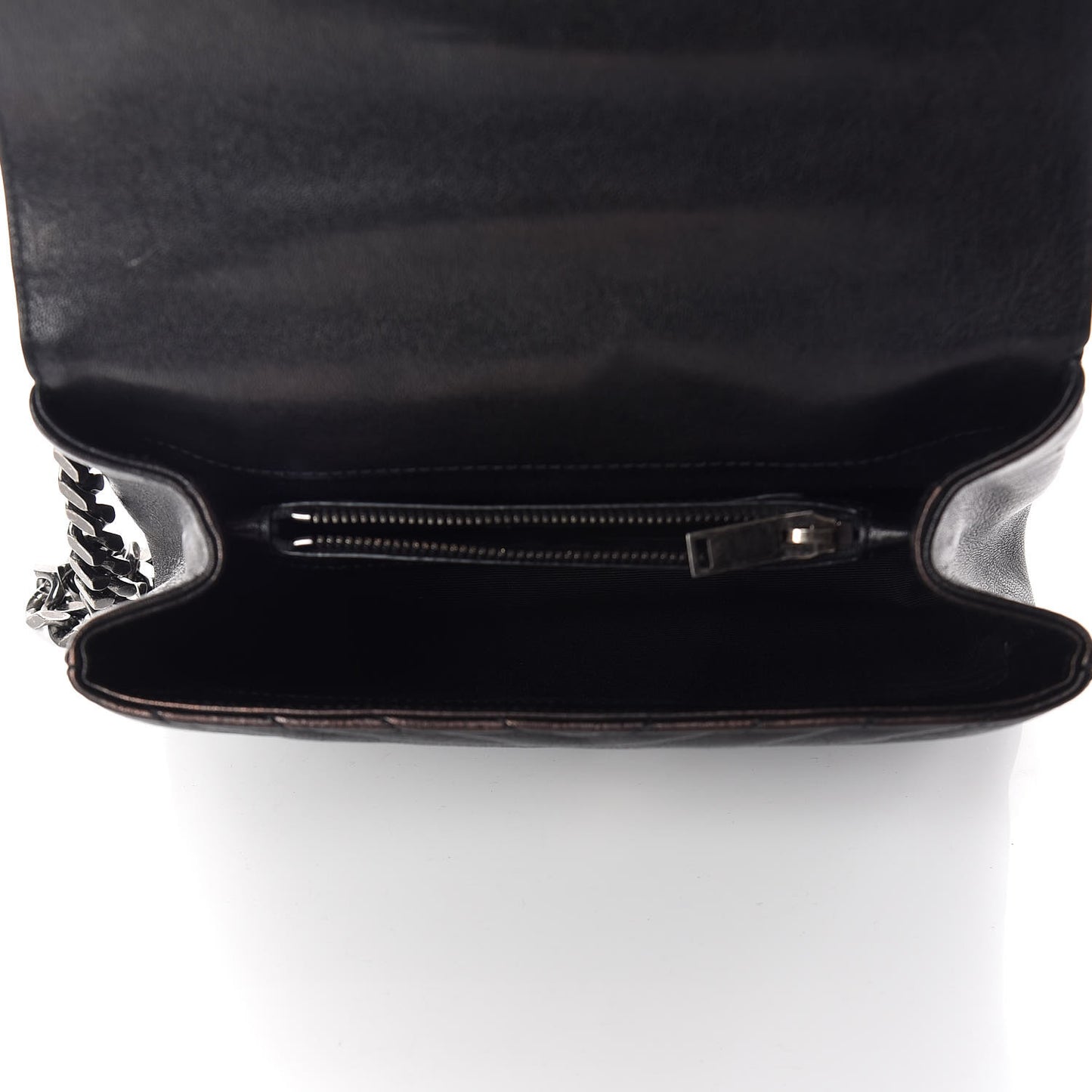 Sheepskin Matelasse Chevron Monogram Medium College Bag Black