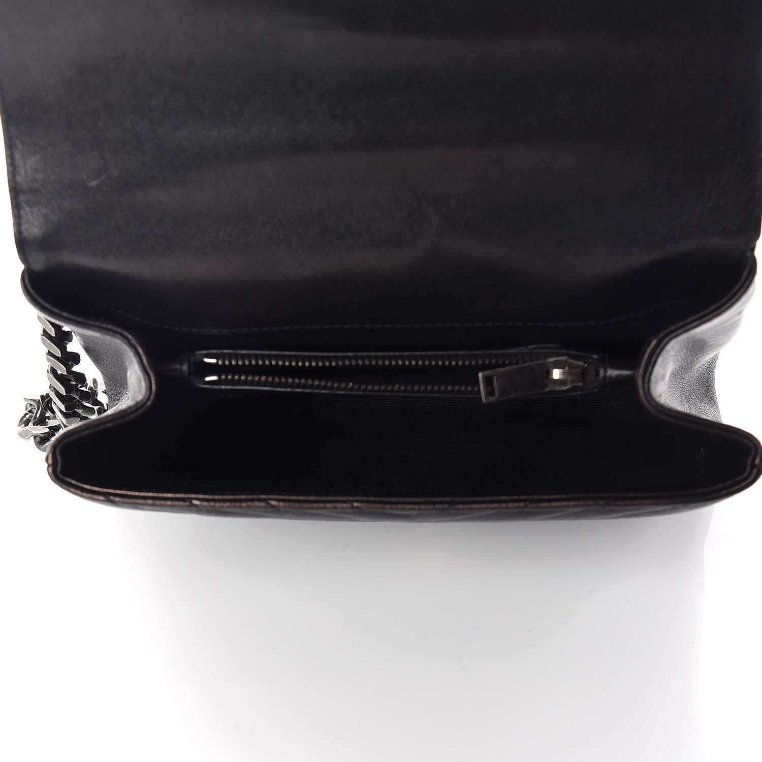 Saint Laurent Sheepskin Matelasse Chevron Monogram Medium College Bag Black 7 of 12