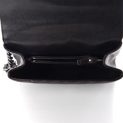 Saint Laurent Sheepskin Matelasse Chevron Monogram Medium College Bag Black 7 of 12