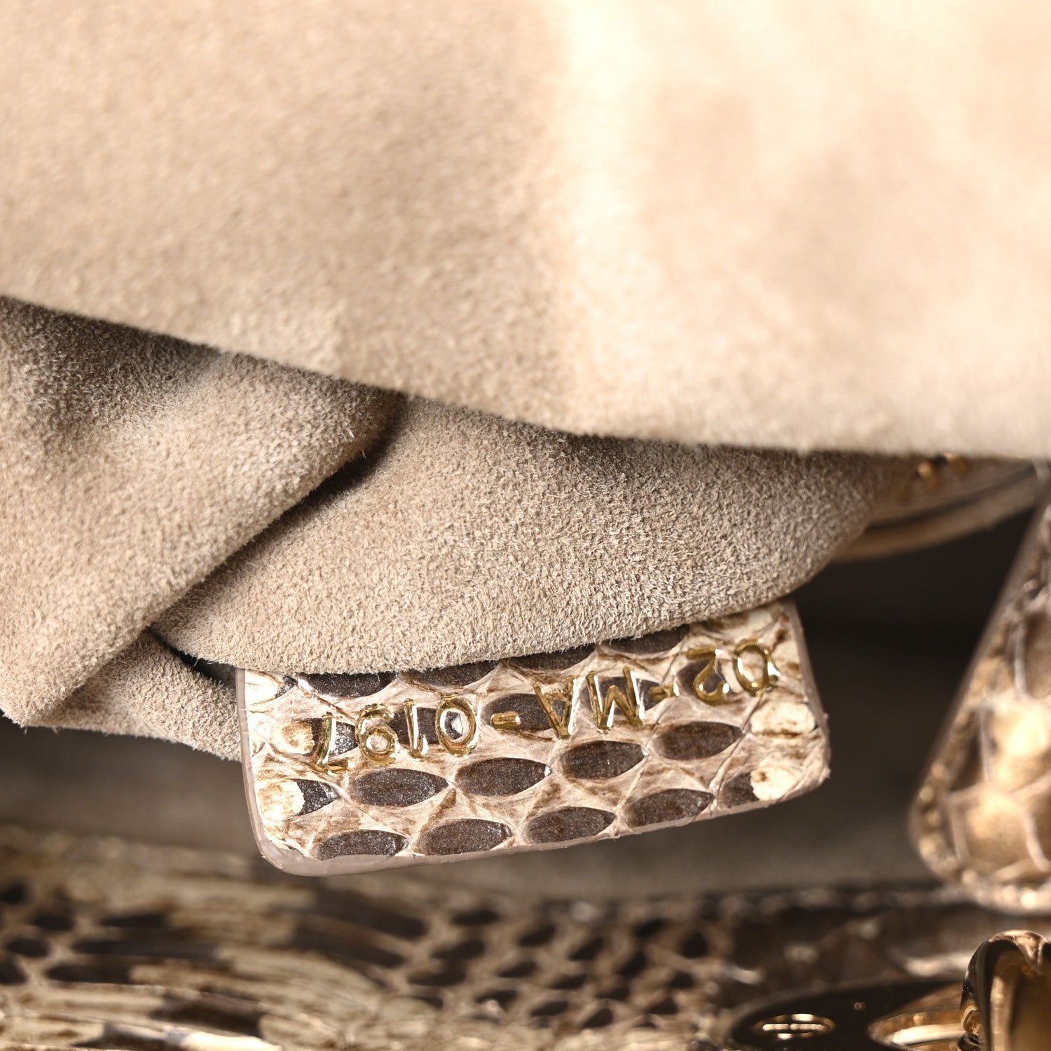 Christian Dior Metallic Snakeskin Cannage Mini Lady Dior Beige 7 of 10