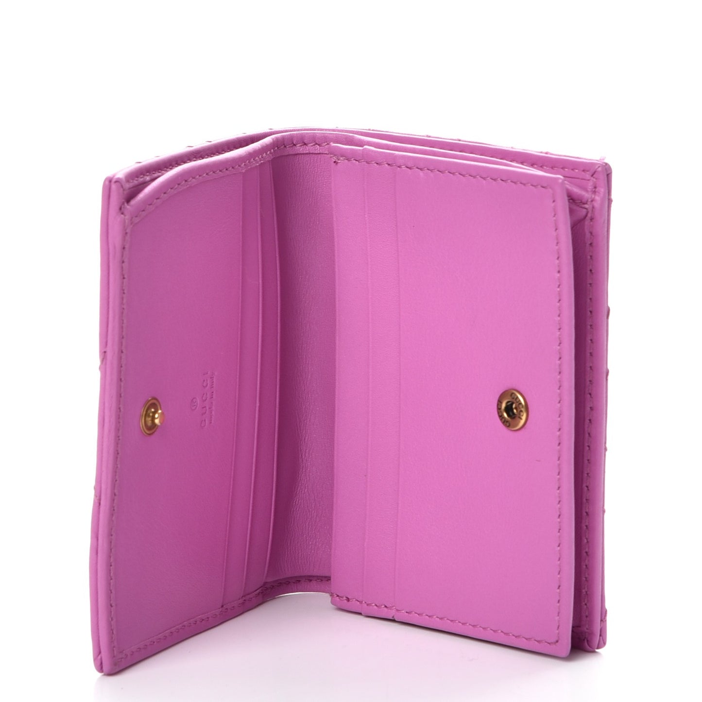 Calfskin Matelasse GG Marmont Card Case Candy Mousse