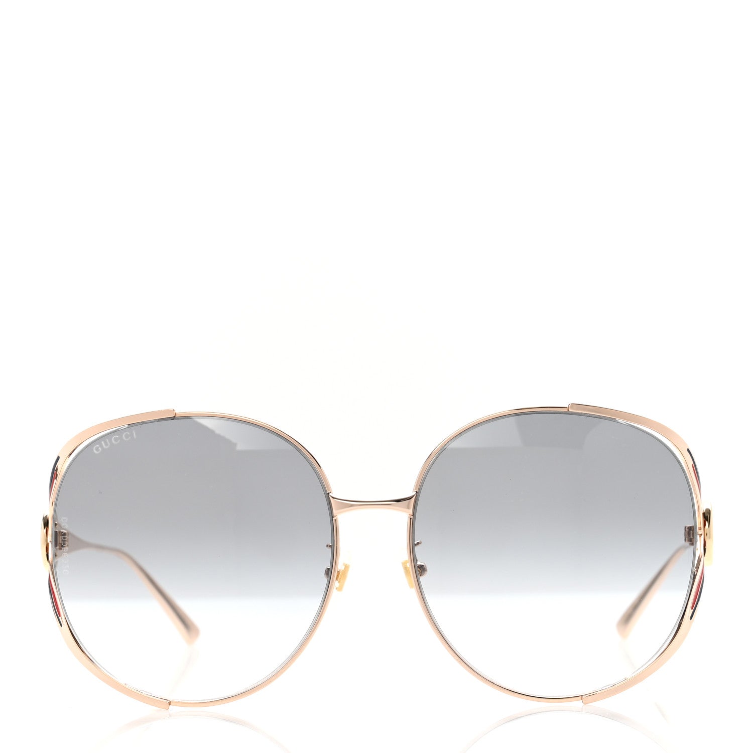 Gucci Metal Oversized Round Frame GG0225S Sunglasses Gold 2 of 6