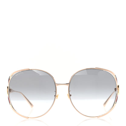 Gucci Metal Oversized Round Frame GG0225S Sunglasses Gold 2 of 6