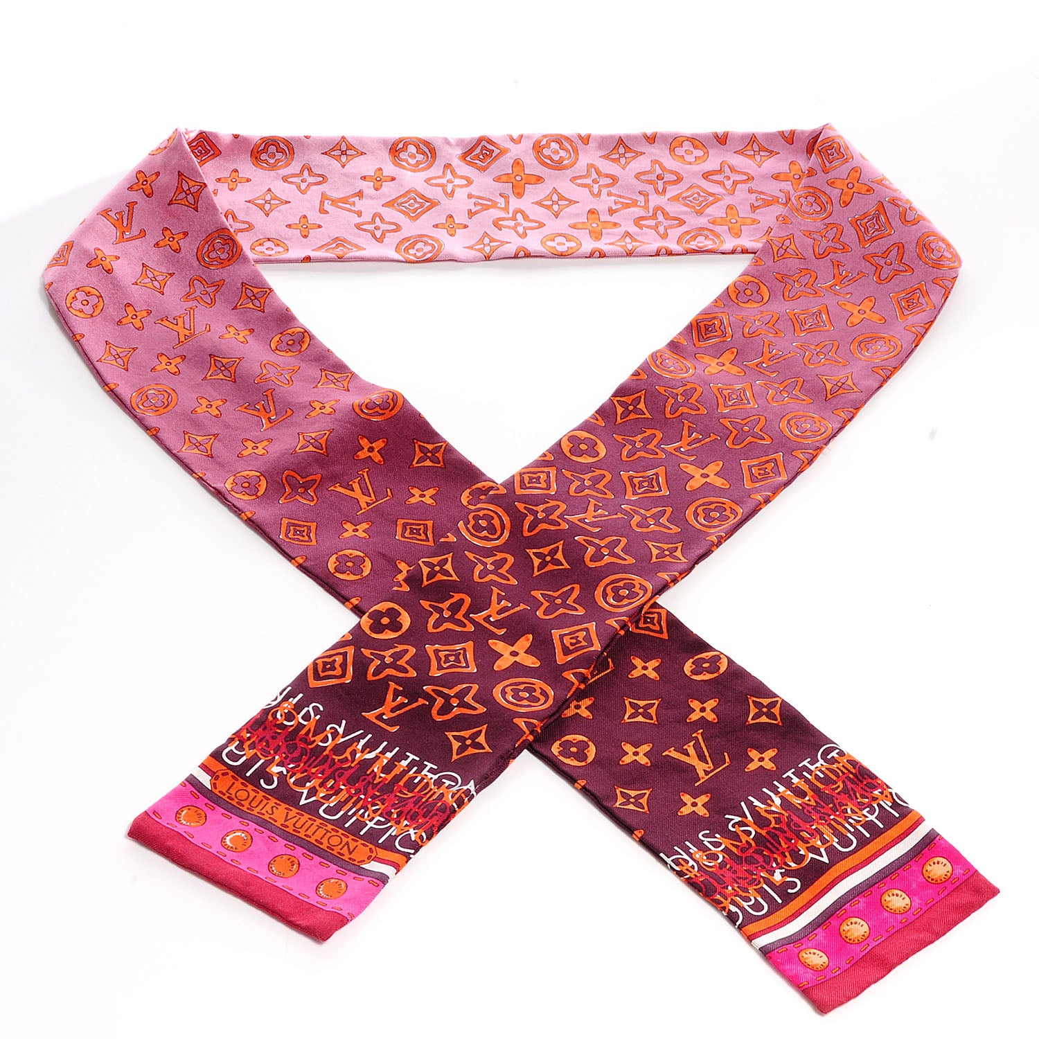 Louis Vuitton Silk Monogram Map Bandeau Plum Orient 1 of 7