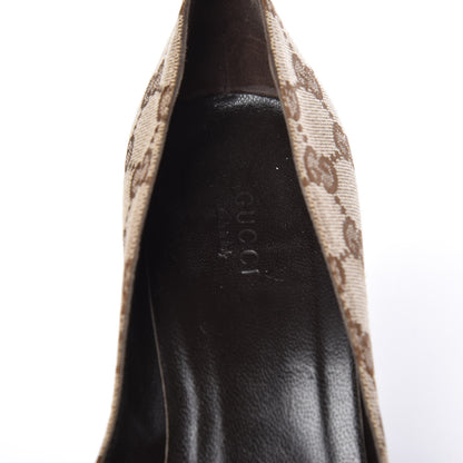 Gucci Monogram Malaga Kid Pumps 7 Biege Ebony Cocoa 9 of 12