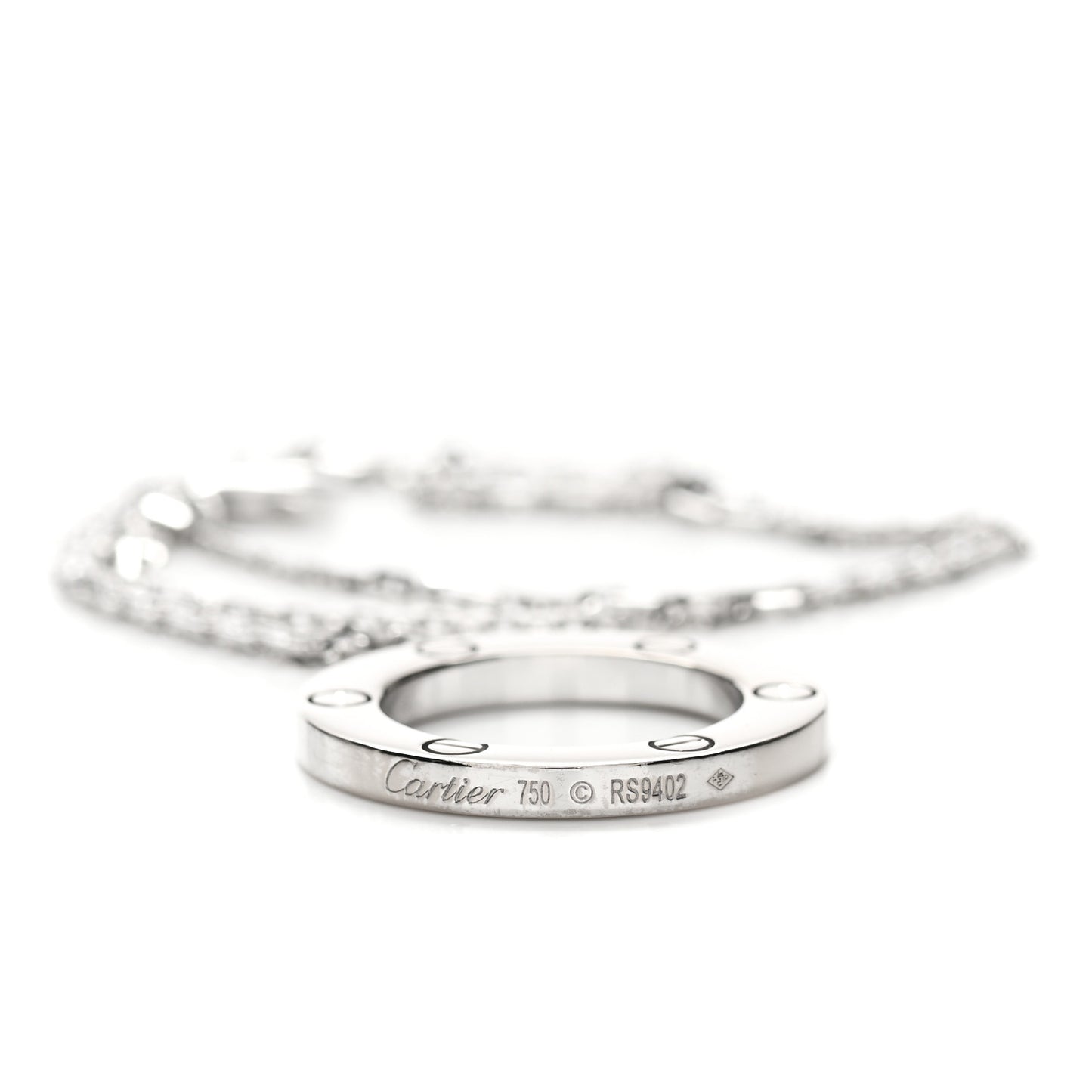 18K White Gold LOVE Pendant Necklace
