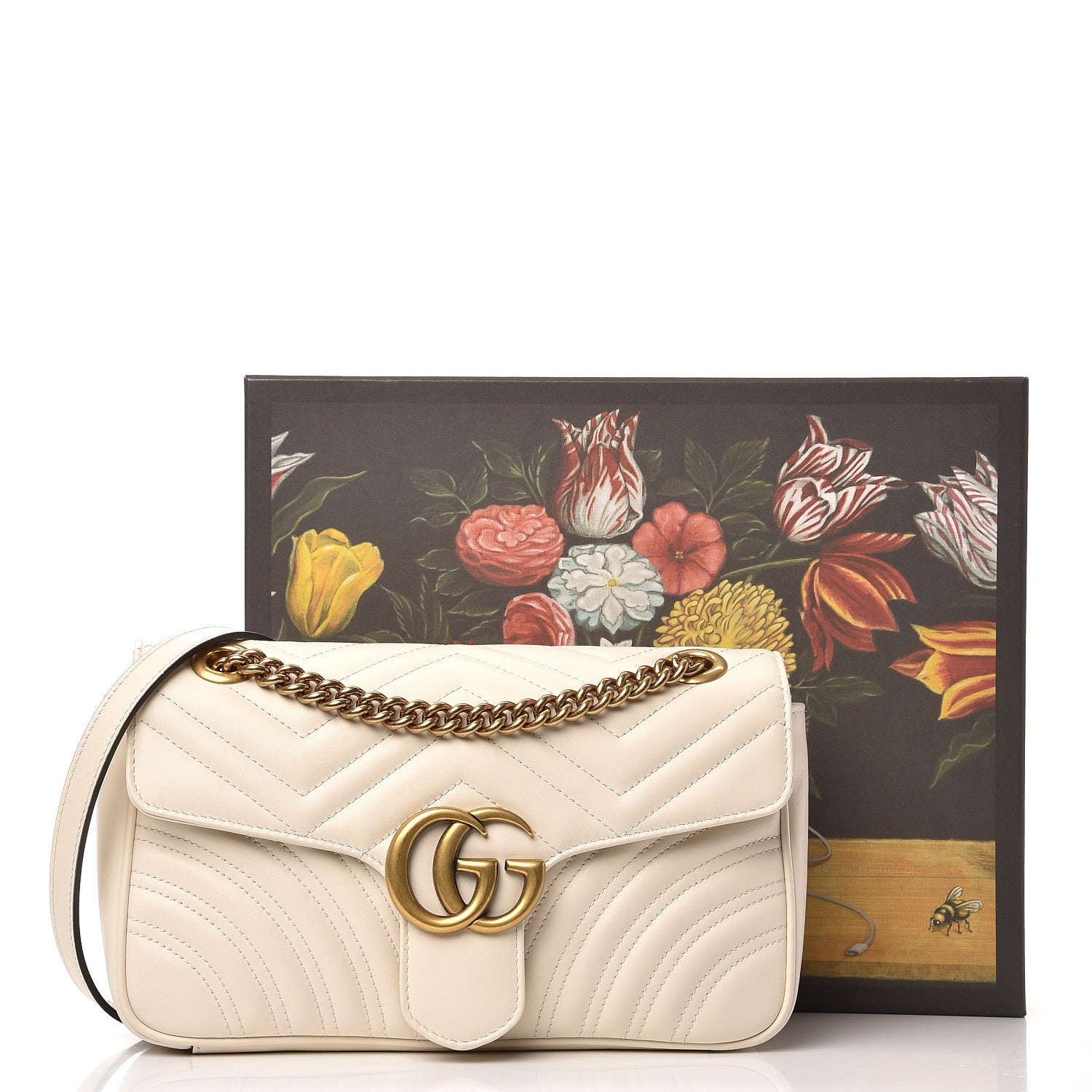 Gucci Calfskin Matelasse Small GG Marmont Shoulder Bag White 9 of 9