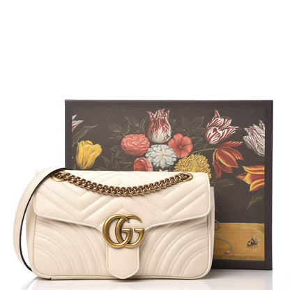 Gucci Calfskin Matelasse Small GG Marmont Shoulder Bag White 9 of 9
