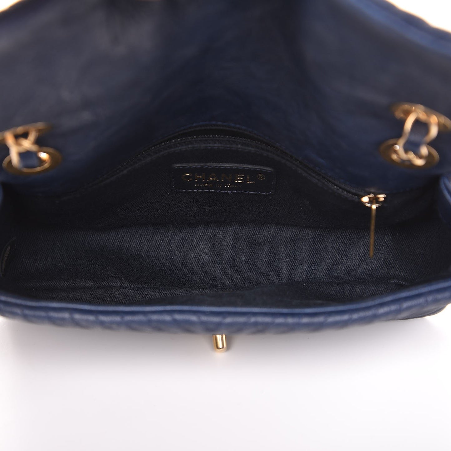 Calfskin Surpique Chevron Small Flap Navy