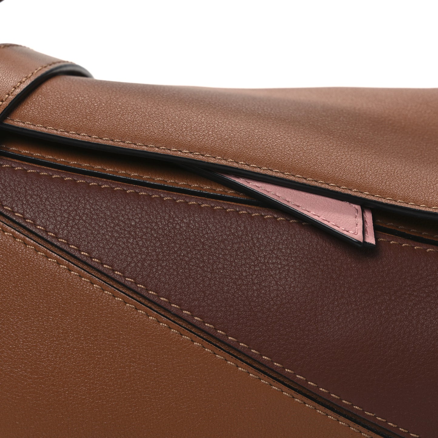 Calfskin Small Puzzle Bag Tan Medium Pink