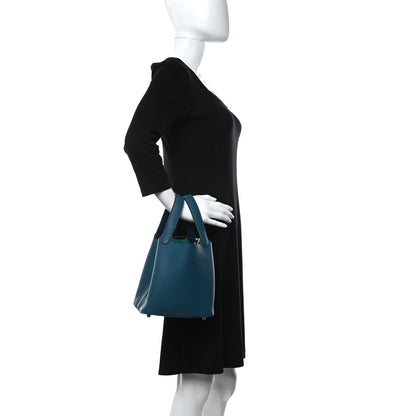 Hermes Taurillon Clemence Eclat Picotin Lock 18 PM Vert Bosphore Deep Blue 2 of 11