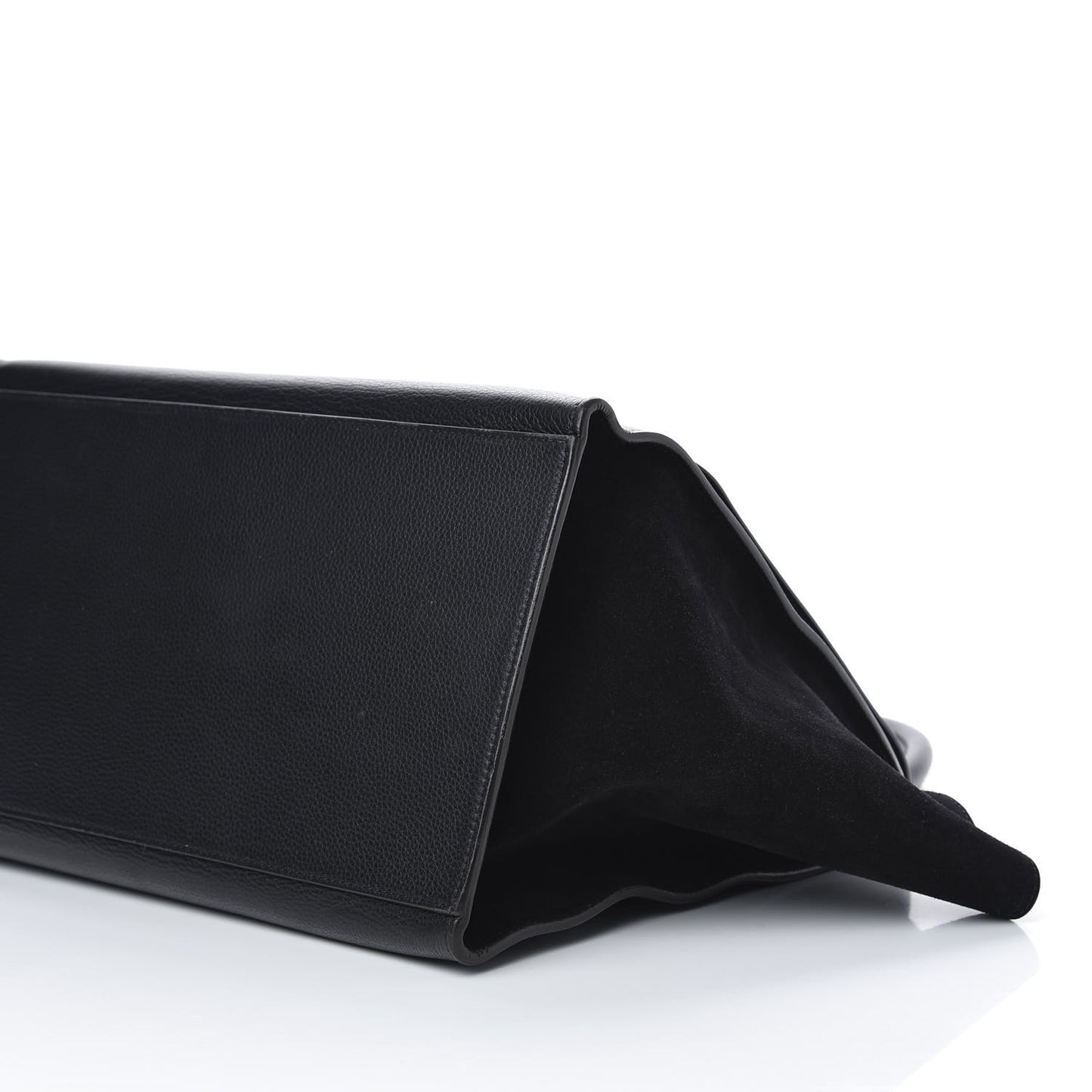 Drummed Calfskin Suede Large Trapeze Black