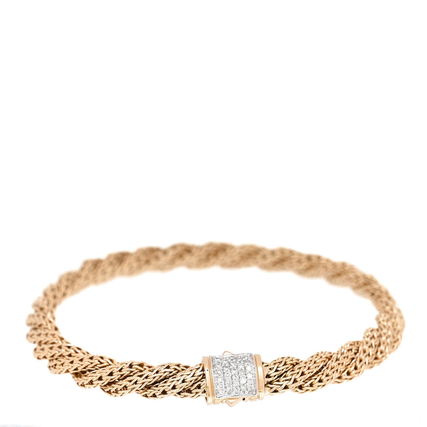 18K Yellow Gold Diamond 6mm Classic Twist Chain Bracelet