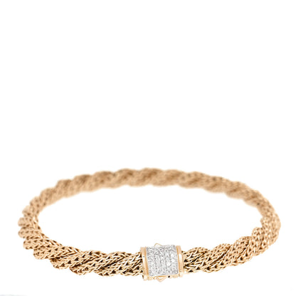 John Hardy 18K Yellow Gold Diamond 6mm Classic Twist Chain Bracelet 1 of 5