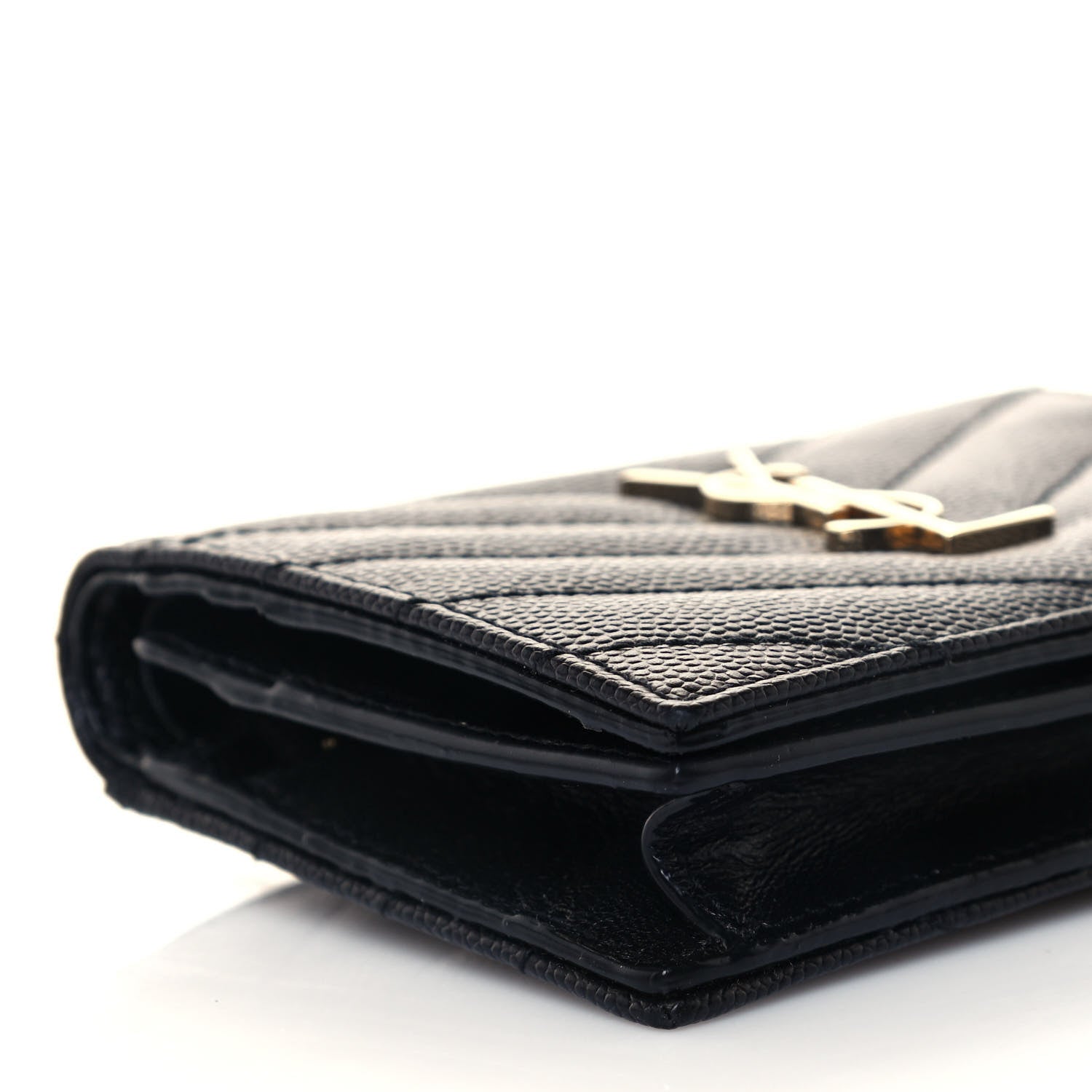 Saint Laurent Grain De Poudre Matelasse Chevron Monogram Card Case Black 8 of 12