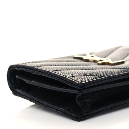 Saint Laurent Grain De Poudre Matelasse Chevron Monogram Card Case Black 8 of 12