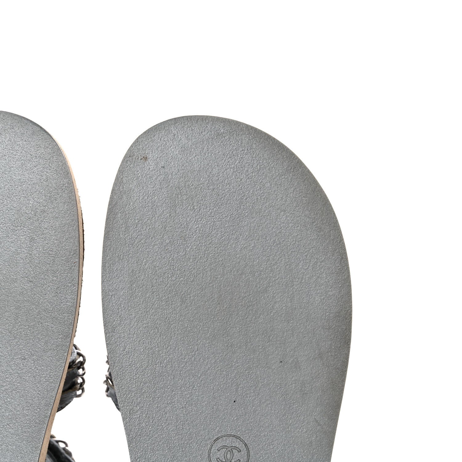 Chanel Metallic Lambskin Chain Flat Sandals 35 Silver 8 of 17