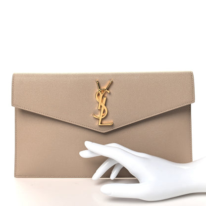 Saint Laurent Grain De Poudre Uptown Pouch Dark Beige 2 of 11